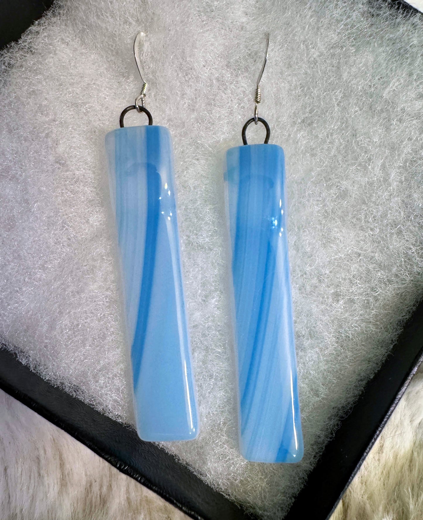 Long Striped Blue Earrings