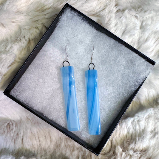 Long Striped Blue Earrings