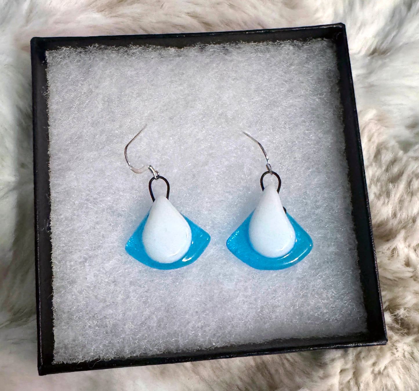 Blue and White Droplet Earrings