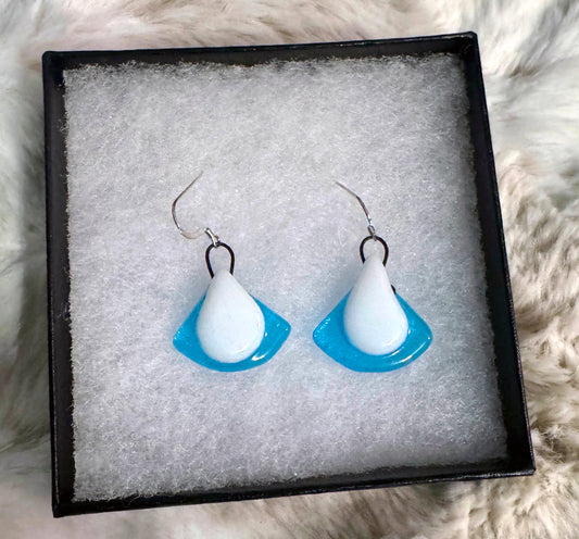 Blue and White Droplet Earrings