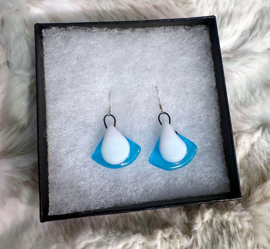 Blue and White Droplet Earrings